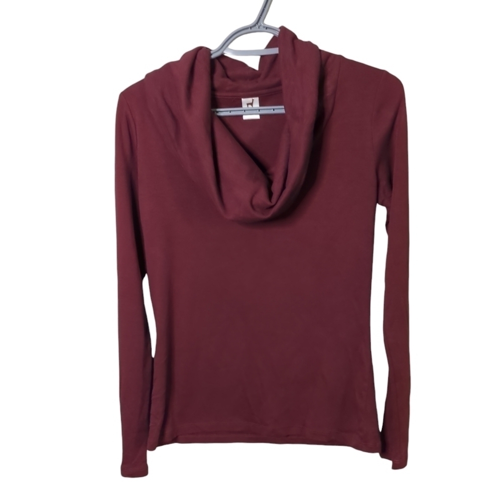 Peruvian Connection Pima Cowl Neck‎ Wine Long Sleeve Size Small